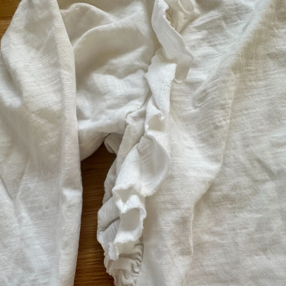 Anthropologie Pilcro Cream Ruffle Shoulder Blouse Boho Cottagecore Top Size M - Picture 6 of 8